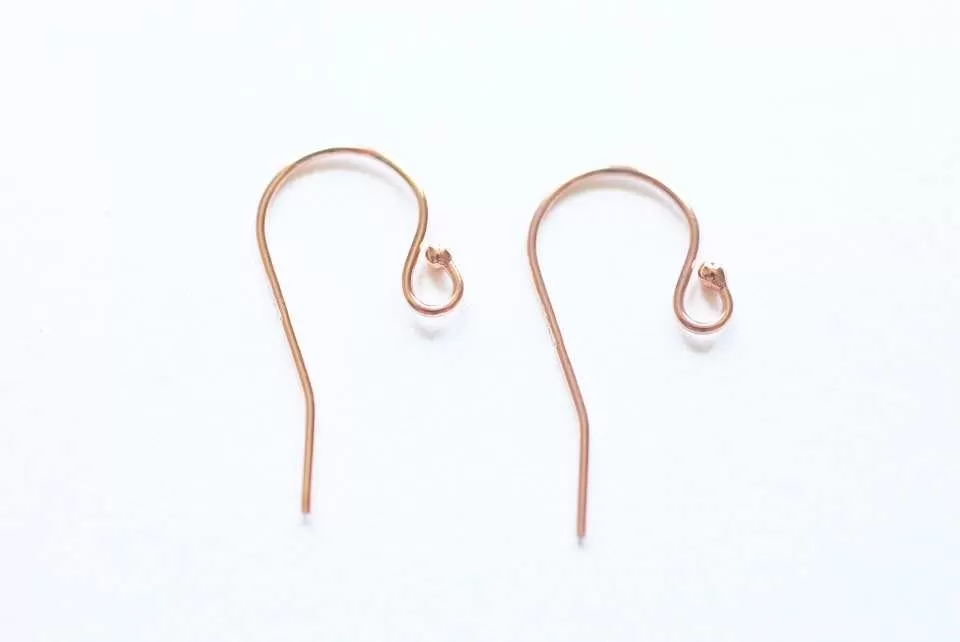 1 pair 14k Rose gold filled Ear Wires, rose gold earwire, earring finding, ear hooks, Rose Gold Filled Ear Wire Hook with Ball End earring