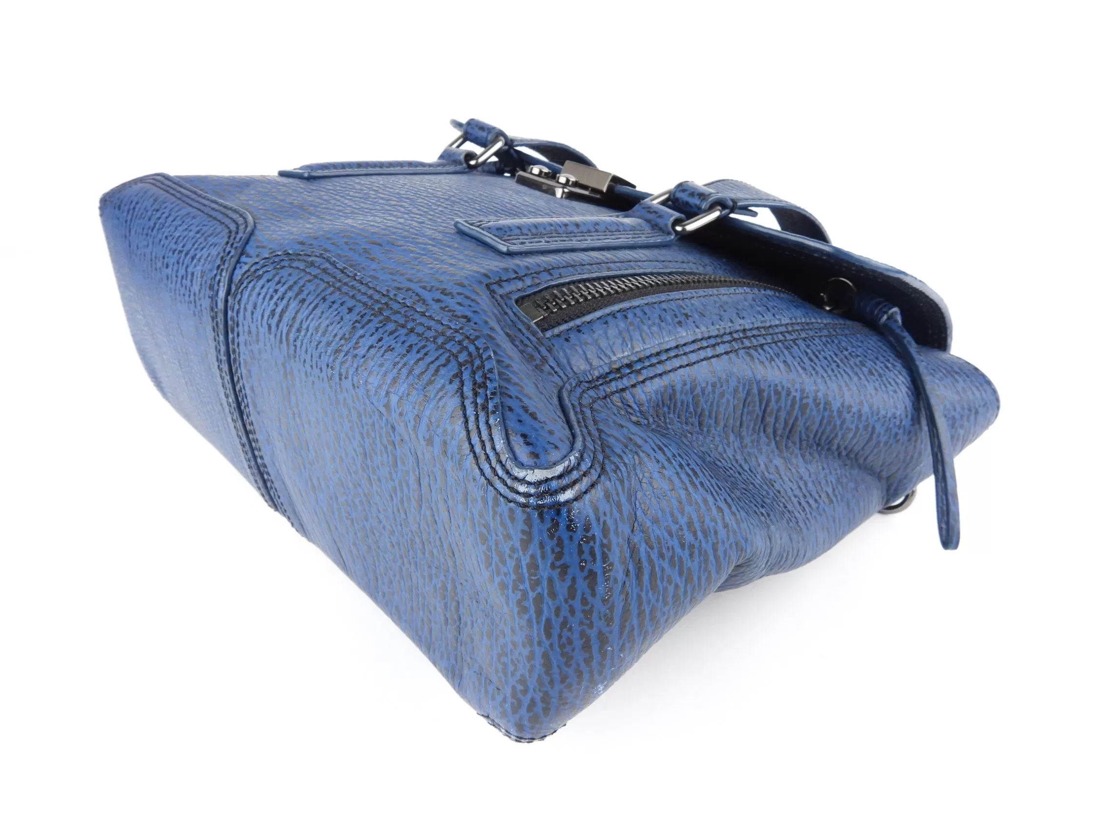 3.1 Philip Lim Blue Grained Leather Pashli Medium Satchel Bag