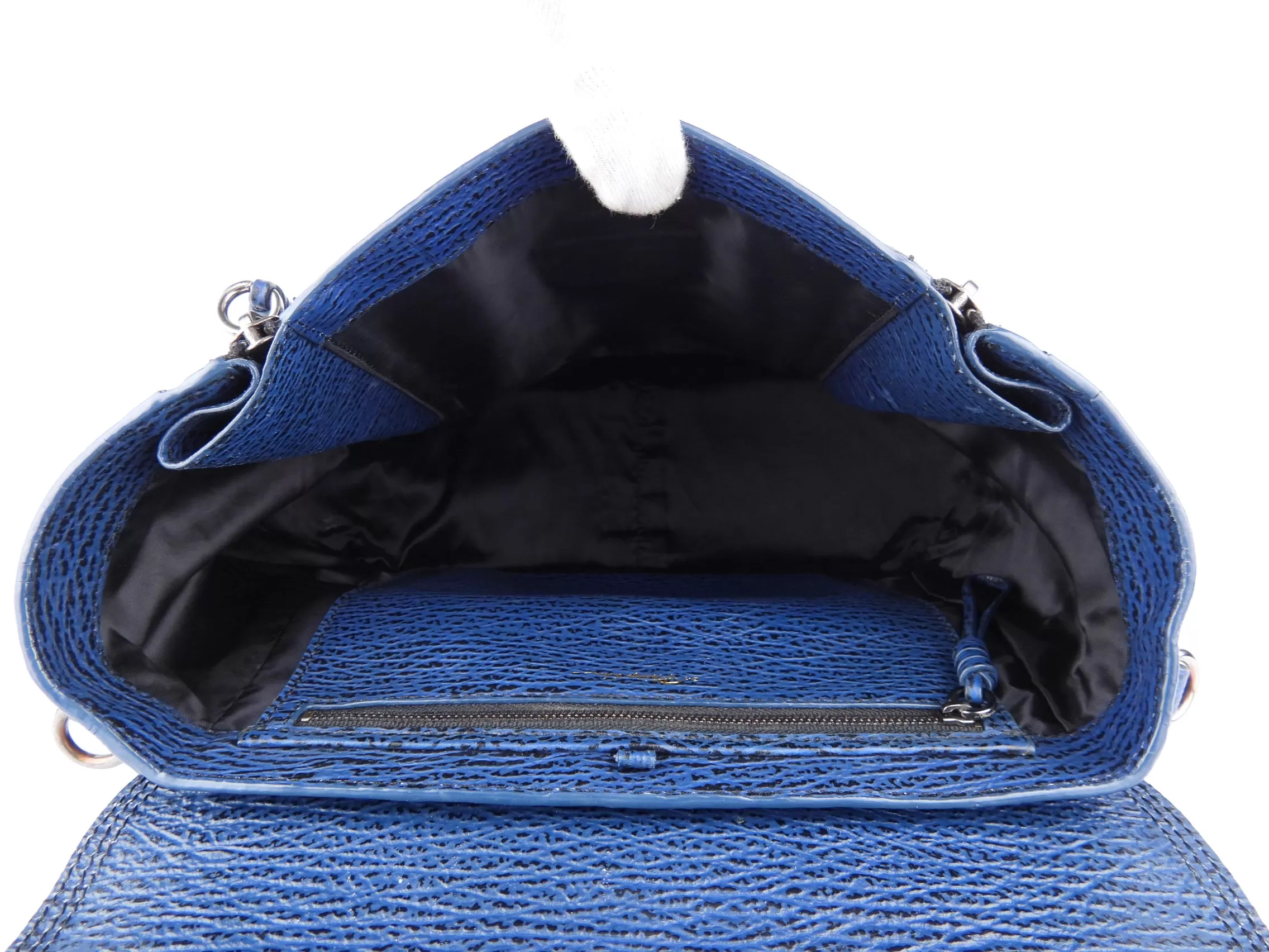 3.1 Philip Lim Blue Grained Leather Pashli Medium Satchel Bag