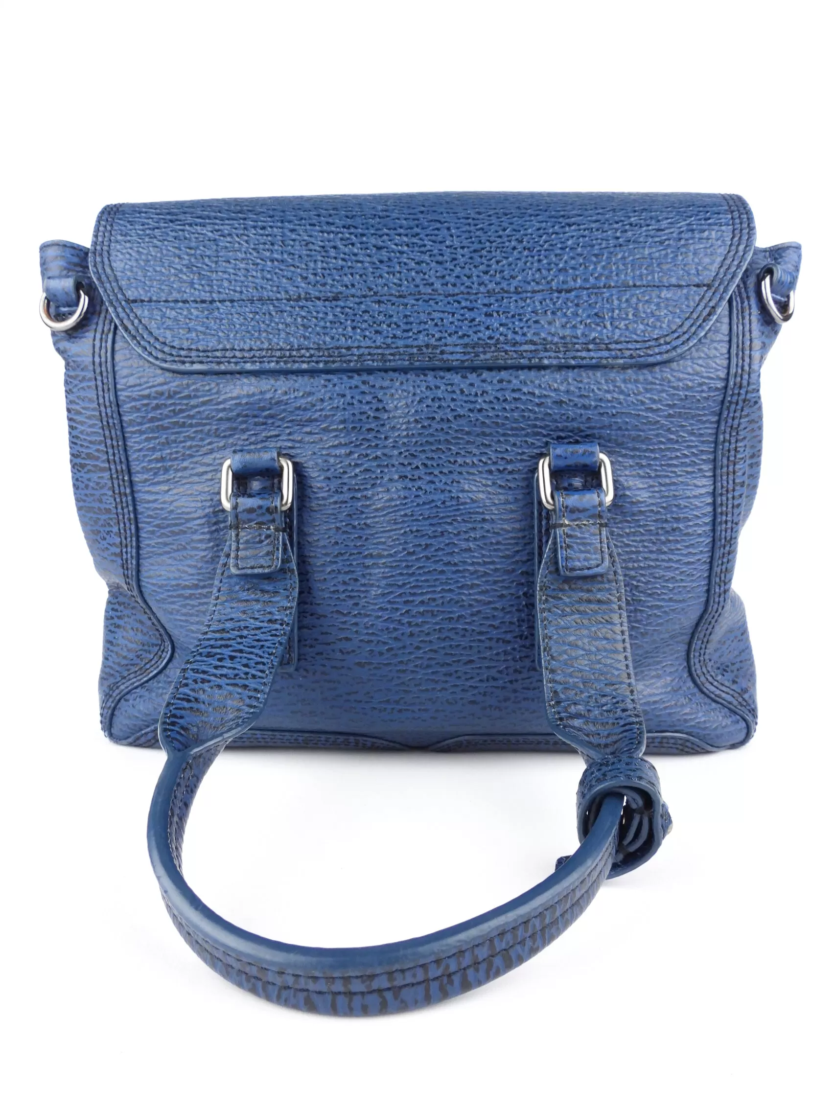 3.1 Philip Lim Blue Grained Leather Pashli Medium Satchel Bag