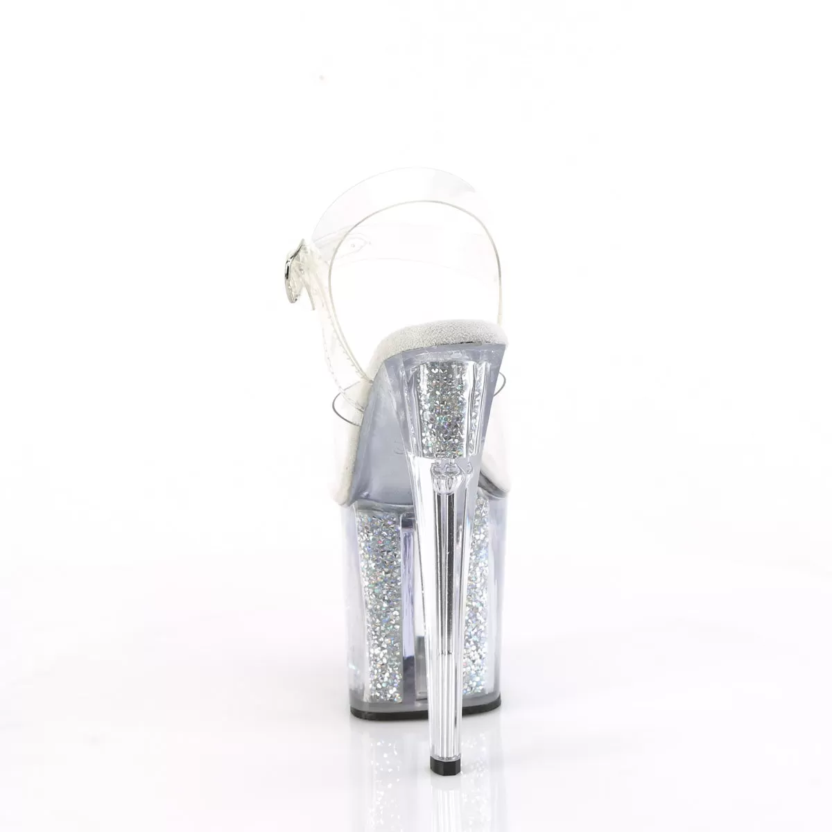 8 Inch Heel ENCHANT-708RSI Clear Silver Rhinestone