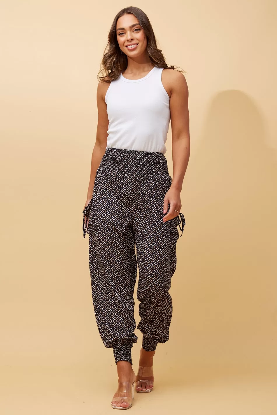 ABSTRACT PRINT BOHO HAREM PANTS