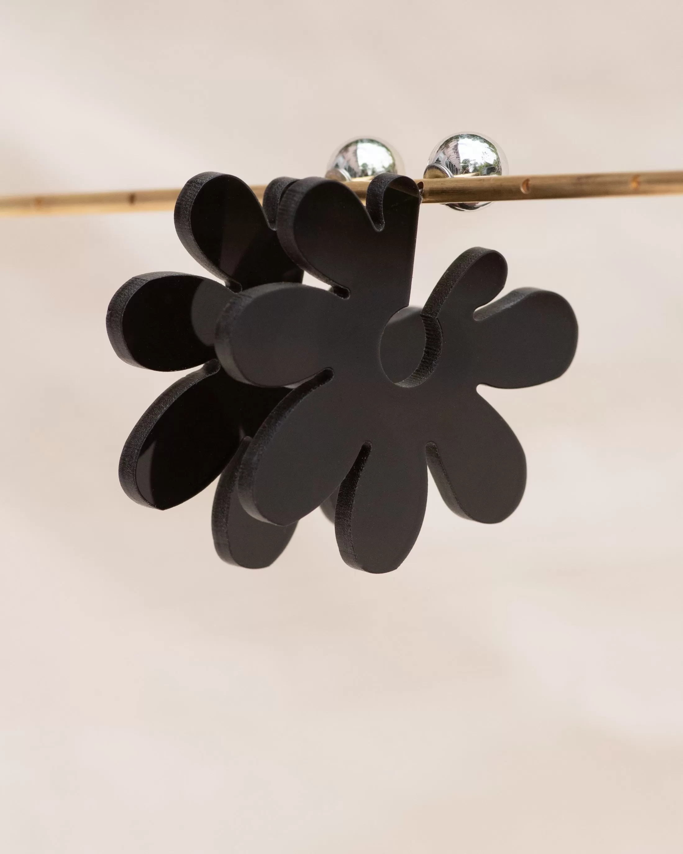 Acrylic Flower Earrings in Black