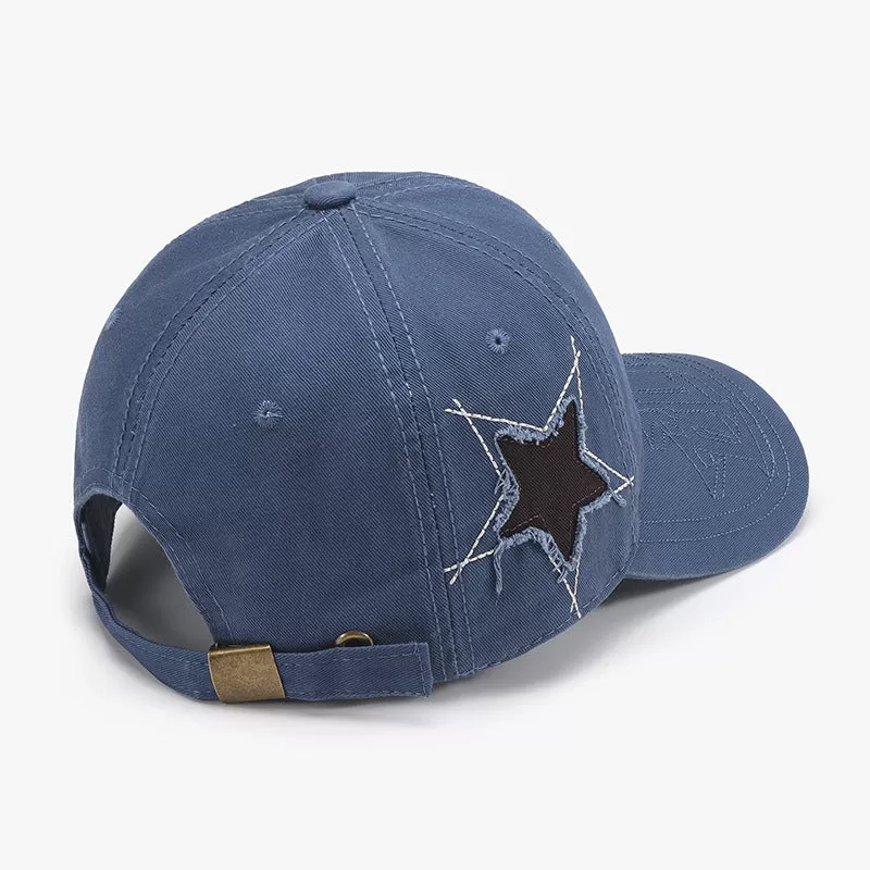 Adjustable Star Raw Hem Cap - Trendy, Comfortable, and Stylish Headwear for Men and Women - Perfect for Casual Wear and Outdoor Activities