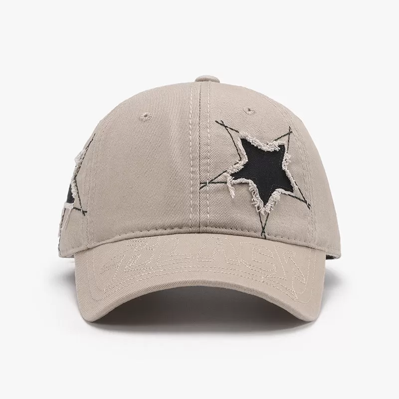 Adjustable Star Raw Hem Cap - Trendy, Comfortable, and Stylish Headwear for Men and Women - Perfect for Casual Wear and Outdoor Activities