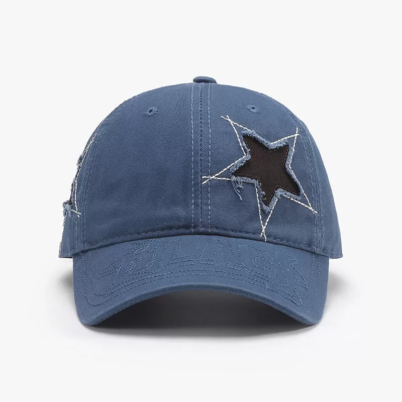 Adjustable Star Raw Hem Cap - Trendy, Comfortable, and Stylish Headwear for Men and Women - Perfect for Casual Wear and Outdoor Activities