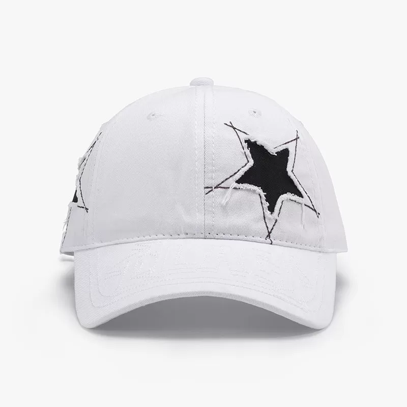 Adjustable Star Raw Hem Cap - Trendy, Comfortable, and Stylish Headwear for Men and Women - Perfect for Casual Wear and Outdoor Activities