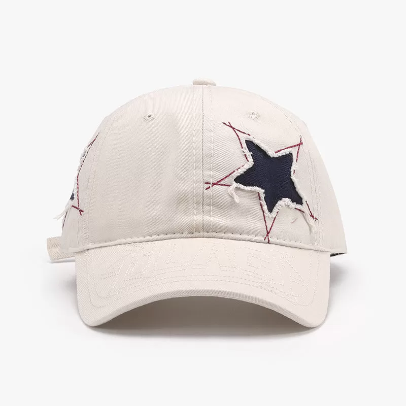 Adjustable Star Raw Hem Cap - Trendy, Comfortable, and Stylish Headwear for Men and Women - Perfect for Casual Wear and Outdoor Activities