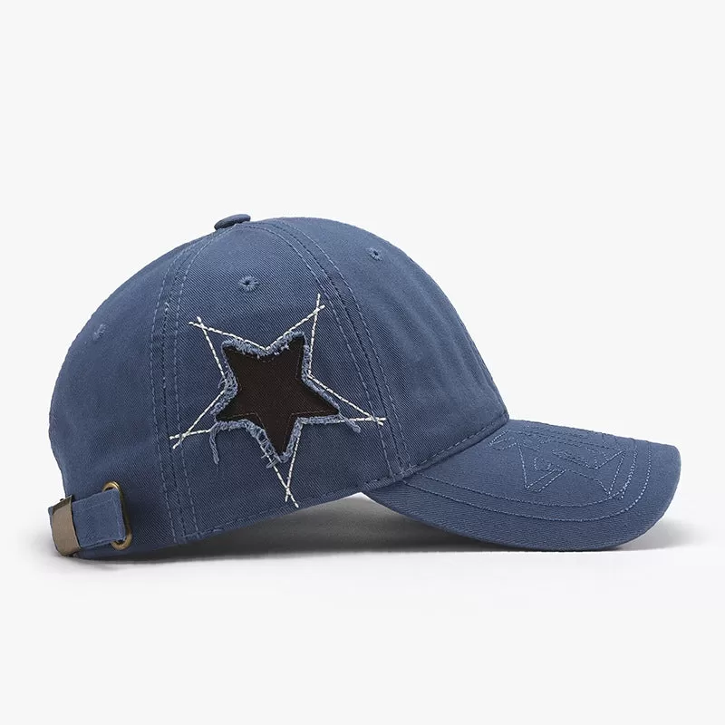 Adjustable Star Raw Hem Cap - Trendy, Comfortable, and Stylish Headwear for Men and Women - Perfect for Casual Wear and Outdoor Activities