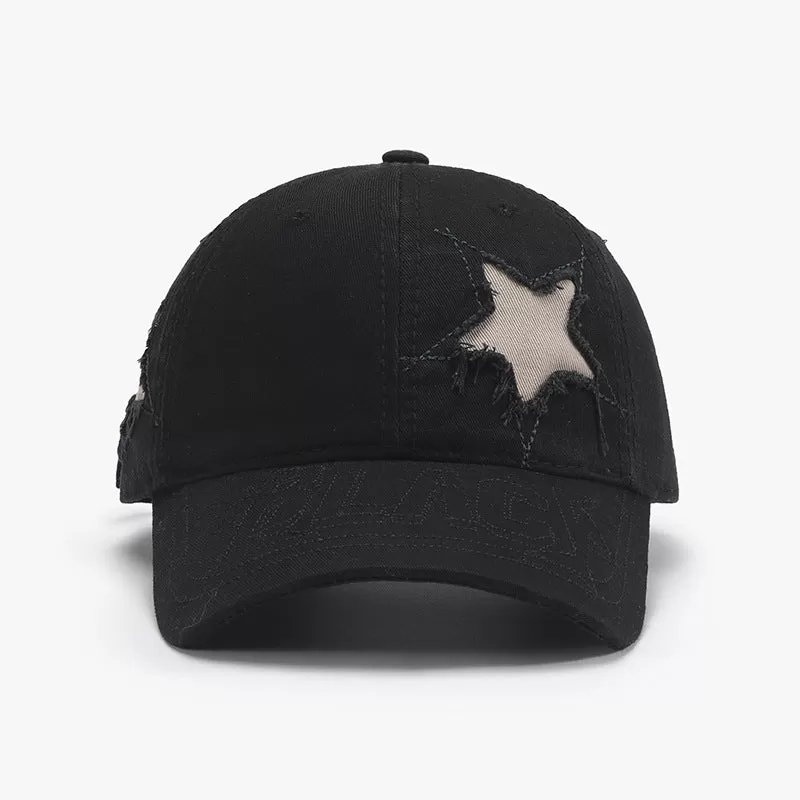 Adjustable Star Raw Hem Cap - Trendy, Comfortable, and Stylish Headwear for Men and Women - Perfect for Casual Wear and Outdoor Activities