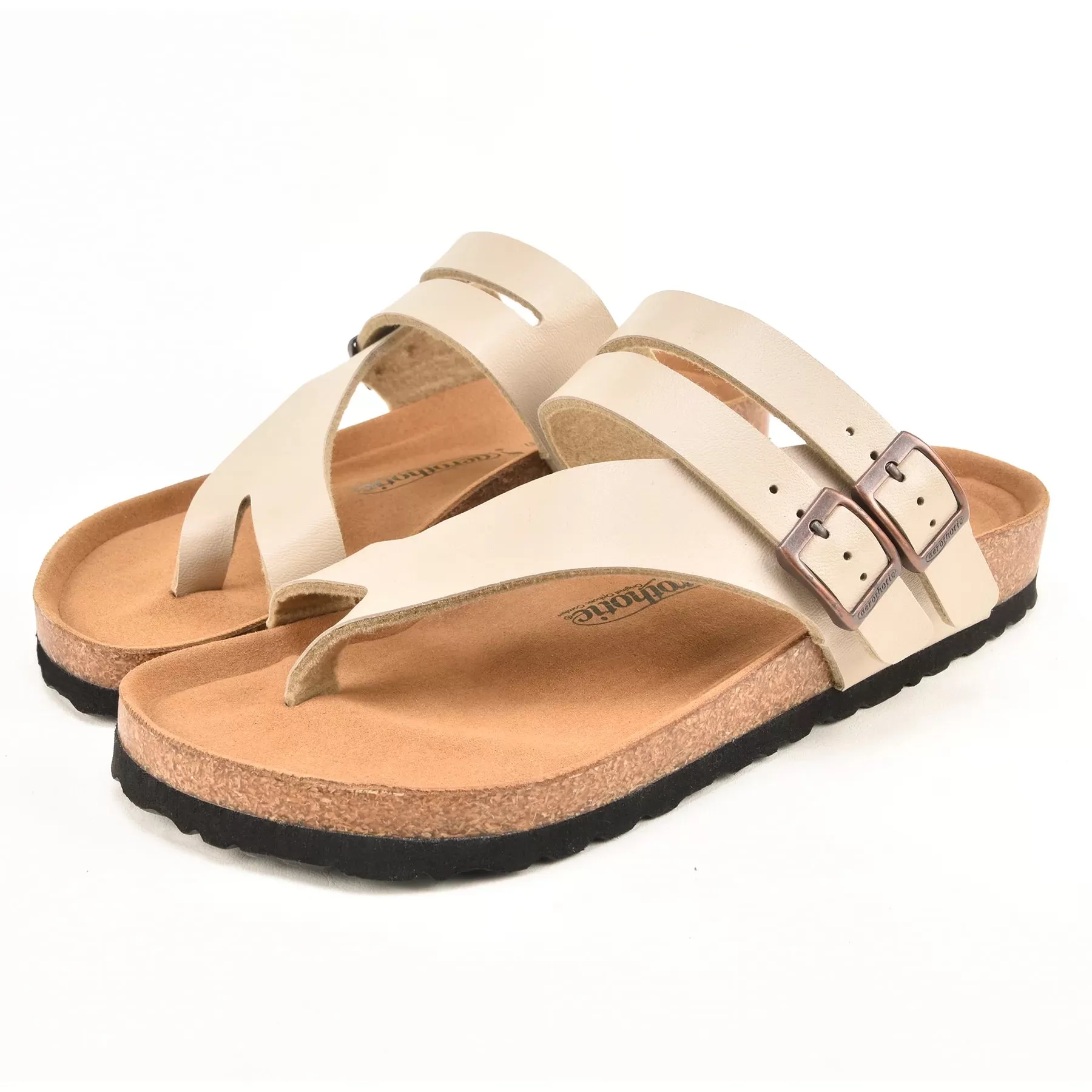 Aerothotic Kaizen Split Toe Comfort Slides in Cream