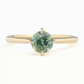 Alice Ring 1.17ct Parti Blue Green Round Montana Sapphire, 14K Yellow Gold (One of a kind)