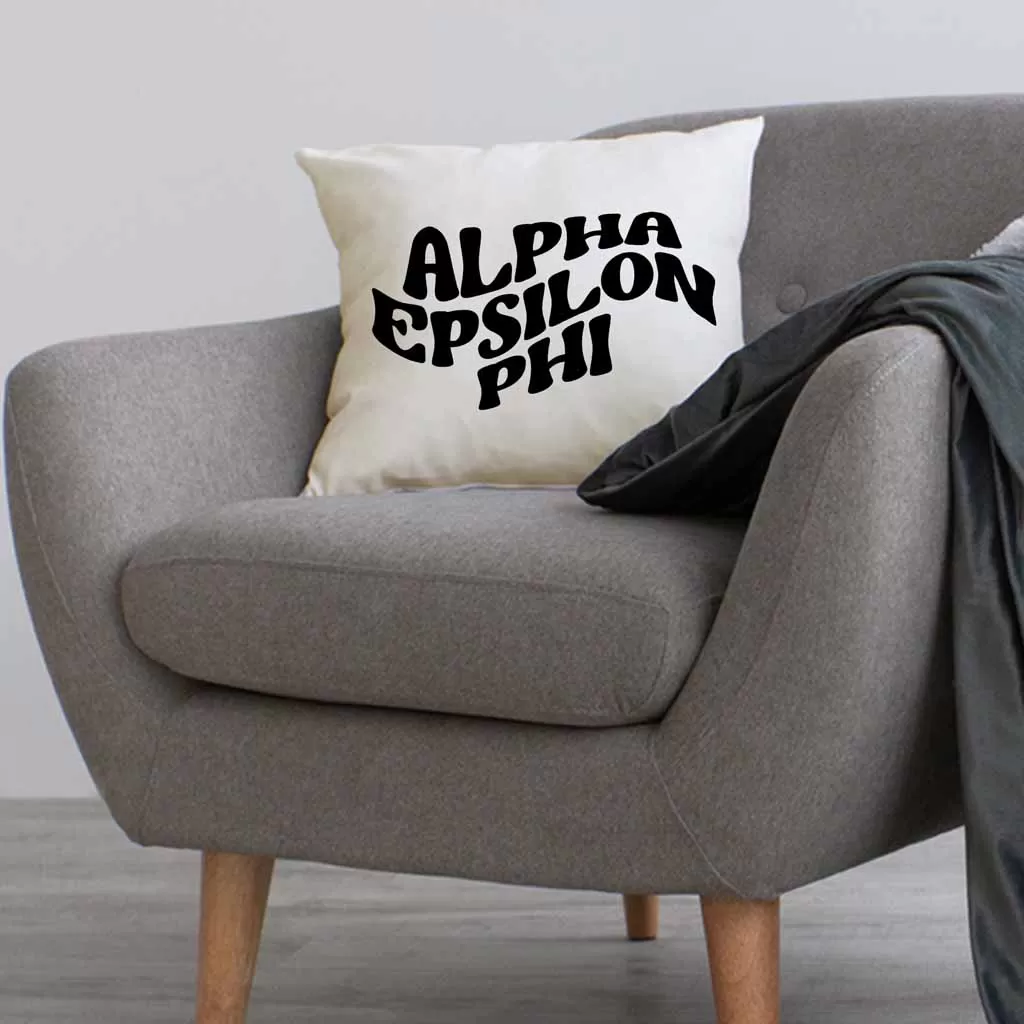 Alpha Epsilon Phi Greek Mod Design on a Sorority Throw Pillow Cover for Dorm Room or Apartment Decor