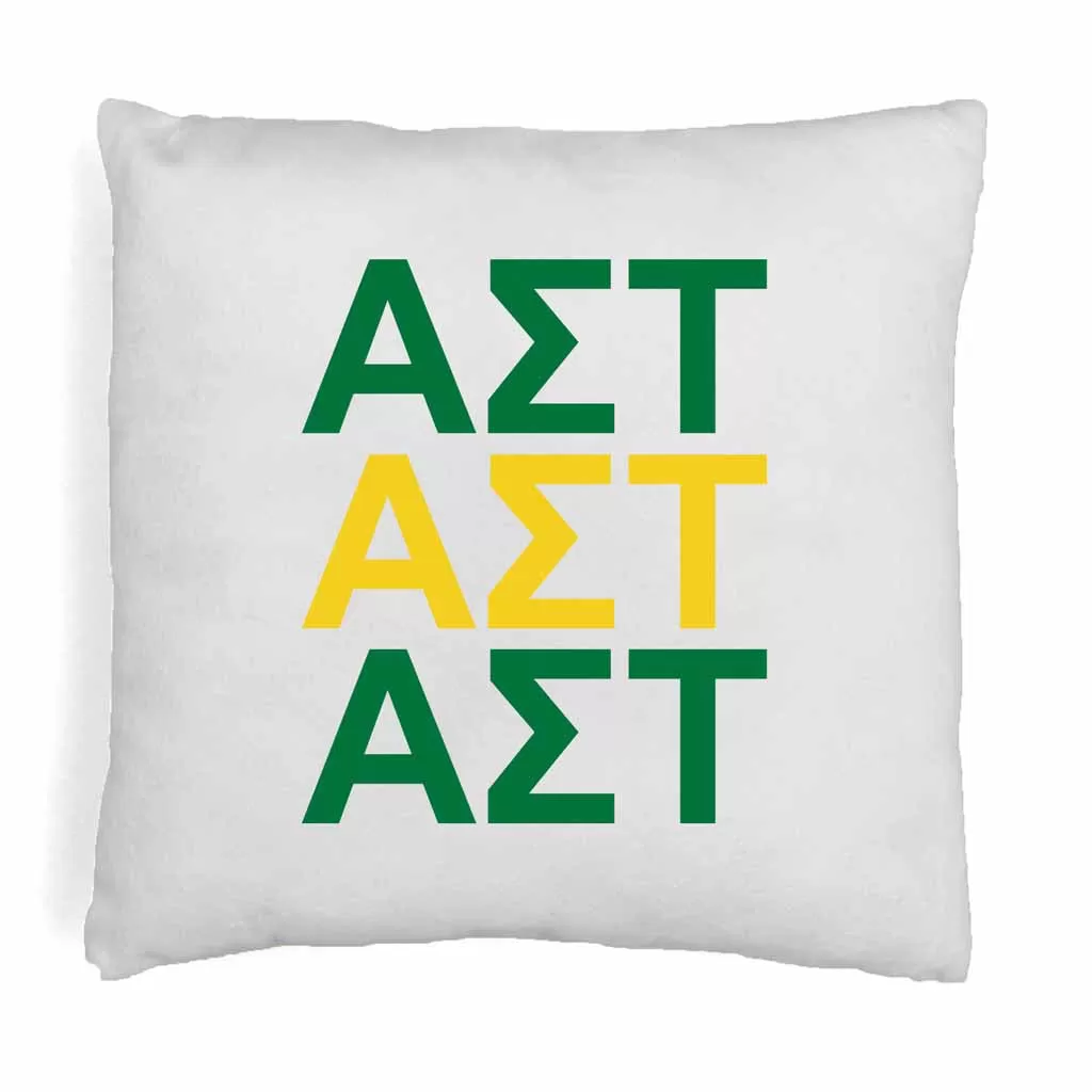 Alpha Sigma Tau Throw Pillow Cover with Greek Letters