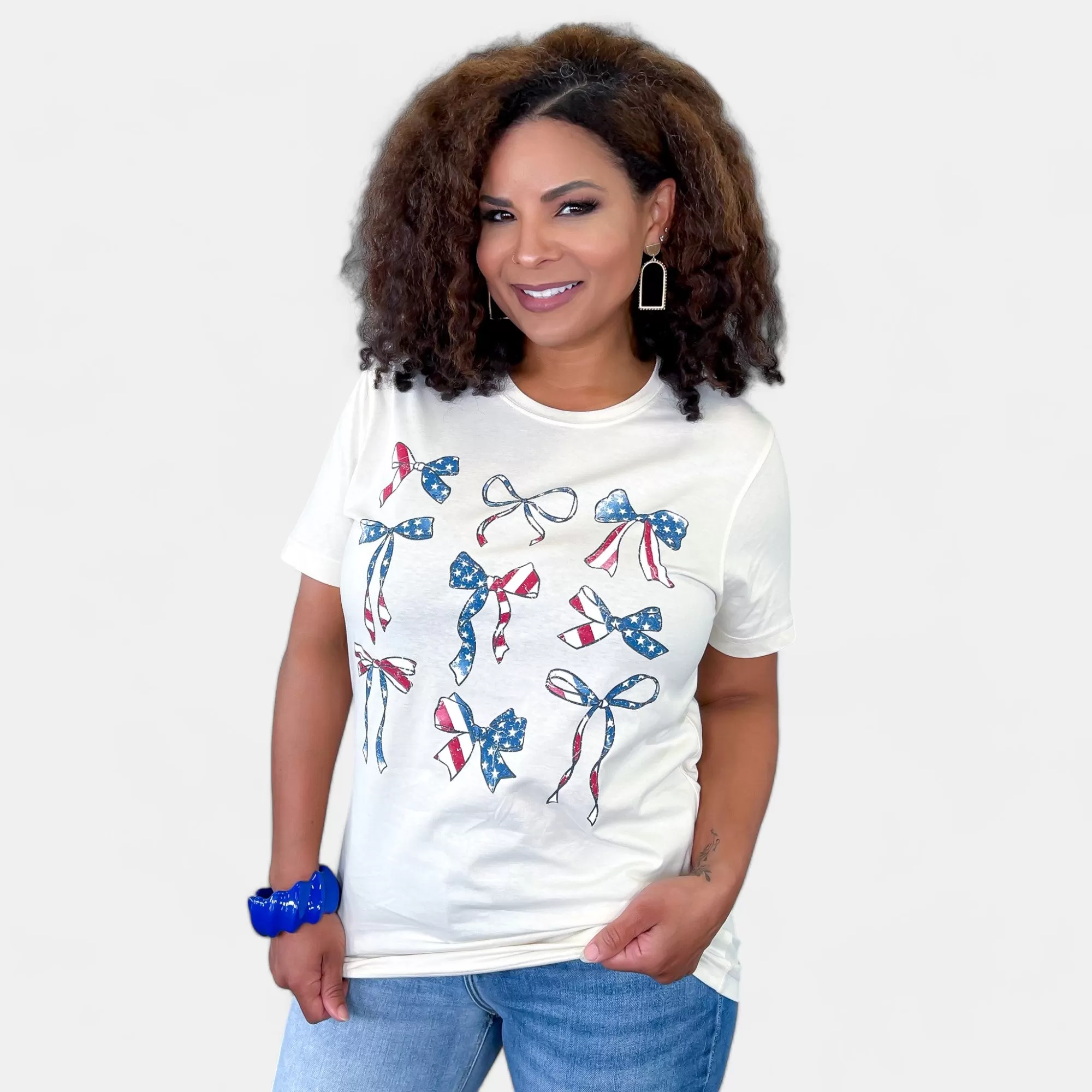 American Flag Bow Graphic T-Shirt