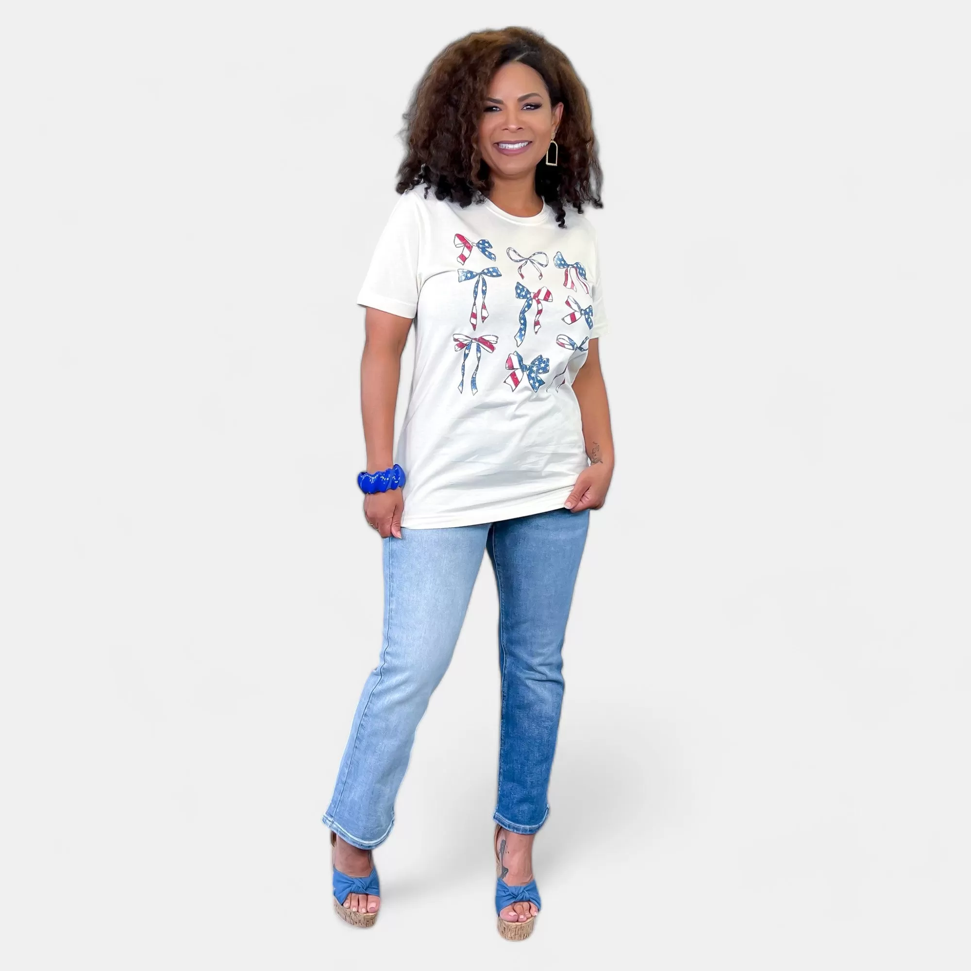 American Flag Bow Graphic T-Shirt