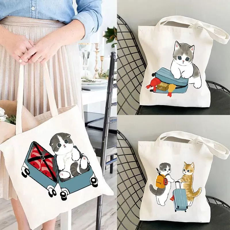 Asian Style Cat Animal Reusable Shopping Bag