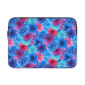 Blue Red Dahlia Floral Graphic Laptop Sleeves 11 13 15 inch Cases Protective Covers Handbags Square Pouches Designer Artist Prints Cute Lightweight School Collage Office Zipper Fashion Unique Gifts Skins