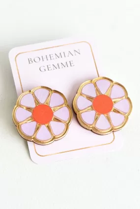 BOHEMIAN GEMME FLOWER STUDS -LILAC