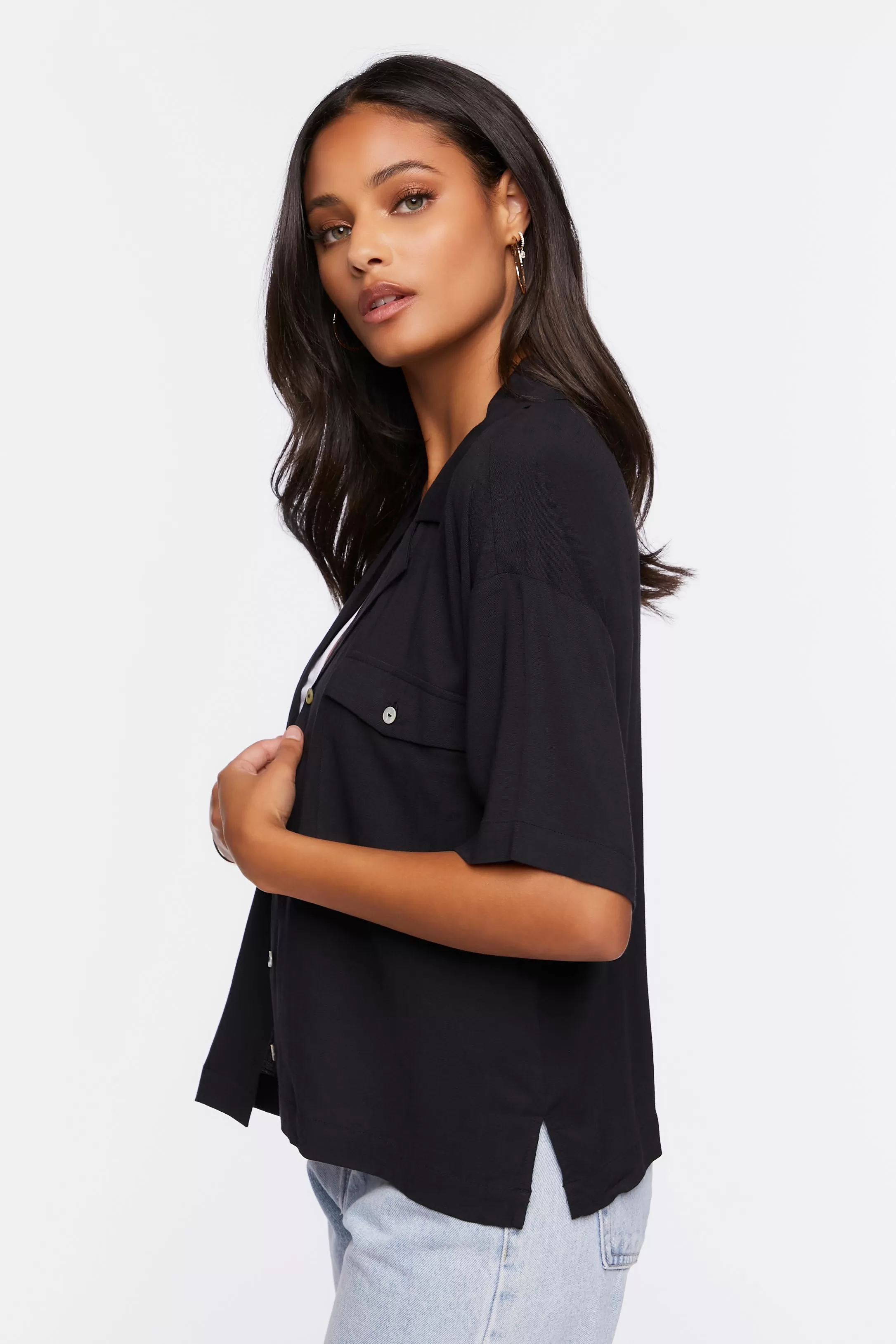 Boxy Button-Front Shirt