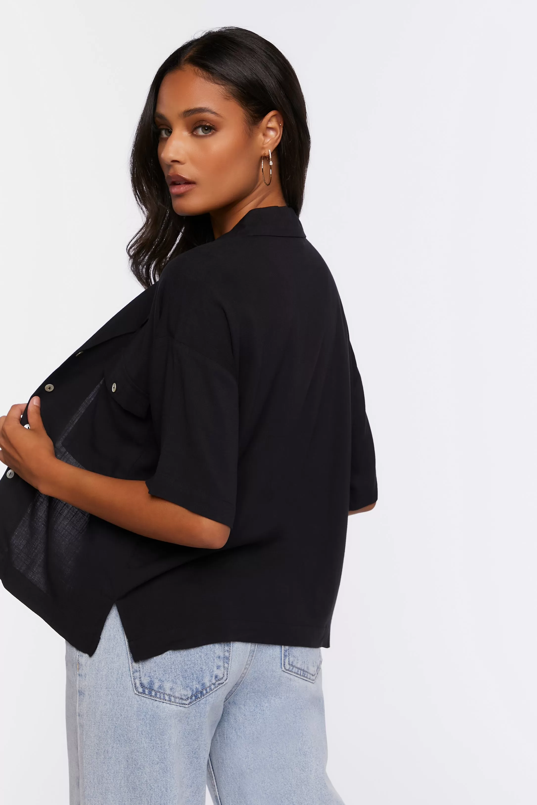 Boxy Button-Front Shirt