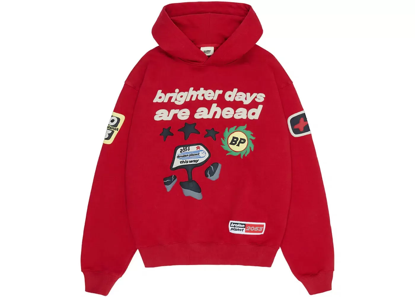 Broken Planet Market Brighter Days Are Ahead Hoodie Ruby Red