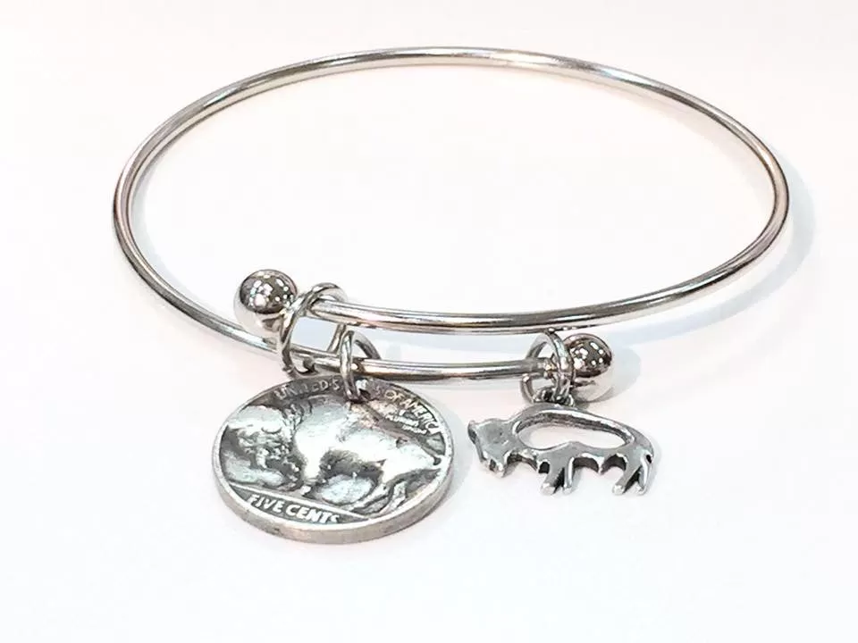 Buffalo Nickel Bangle with Charm