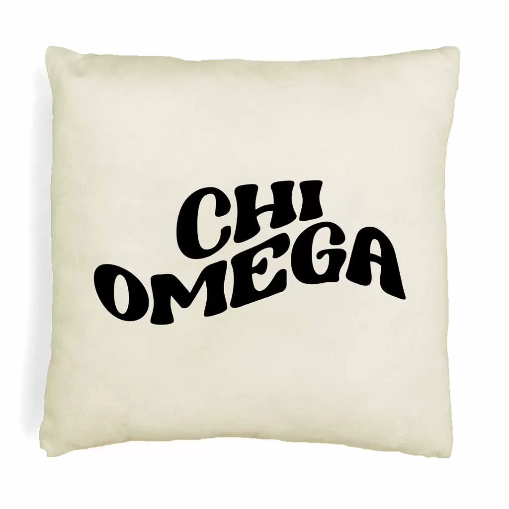 Chi Omega Greek Mod Design on a Sorority Throw Pillow Cover for Dorm Room or Apartment Decor