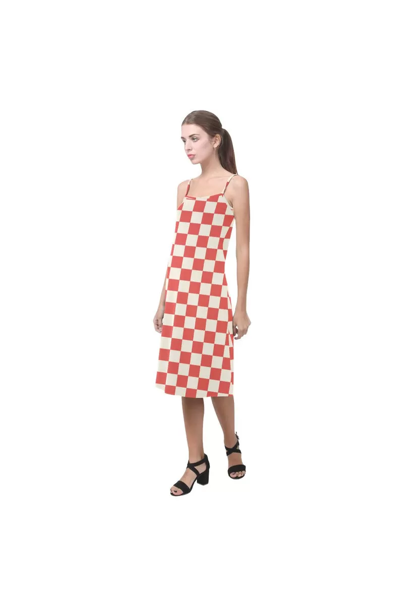 Coral Orange Checker Alcestis Slip Dress (Model D05)