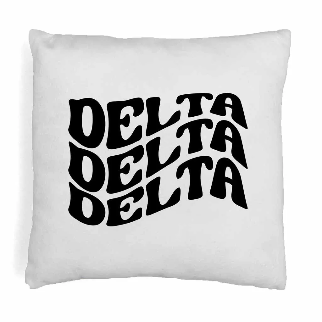 Delta Delta Delta Greek Mod Design on a Sorority Throw Pillow Cover for Dorm Room or Apartment Decor