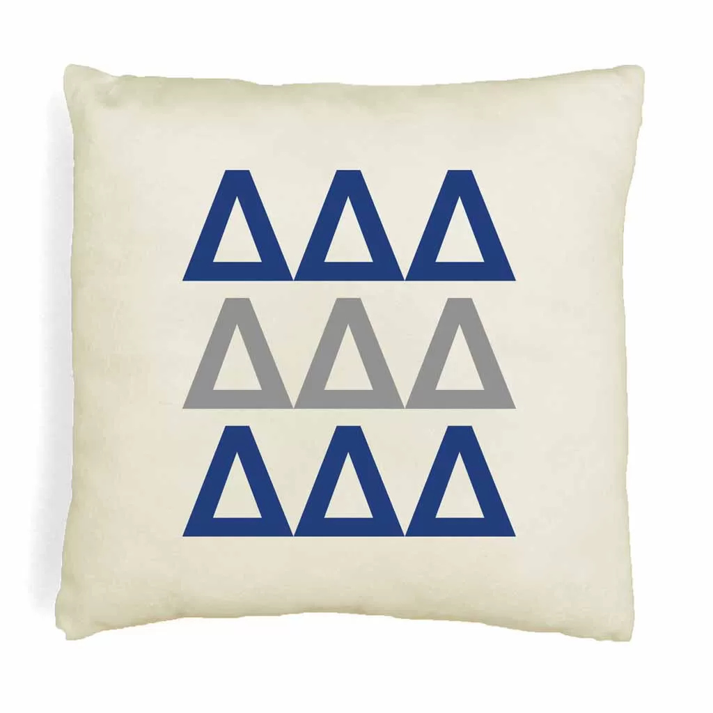 Delta Delta Delta Throw Pillow Cover with Greek Letters