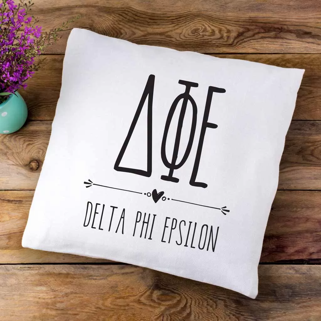 Delta Phi Epsilon Greek Boho Sorority Throw Pillow Cover for Dorm or Apartment