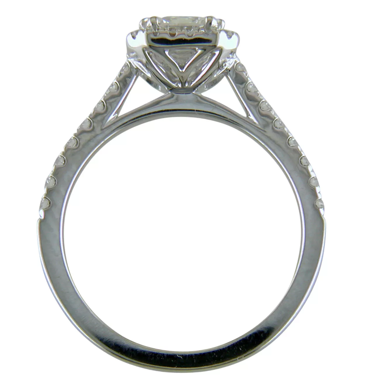 Emerald Cut Diamond Halo White Gold Engagement Ring