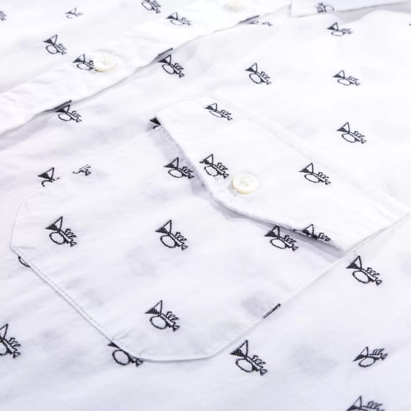 ENGINEERED GARMENTS TAB COLLAR SHIRT WHITE TRUMPET EMBROIDERY BROADCLOTH