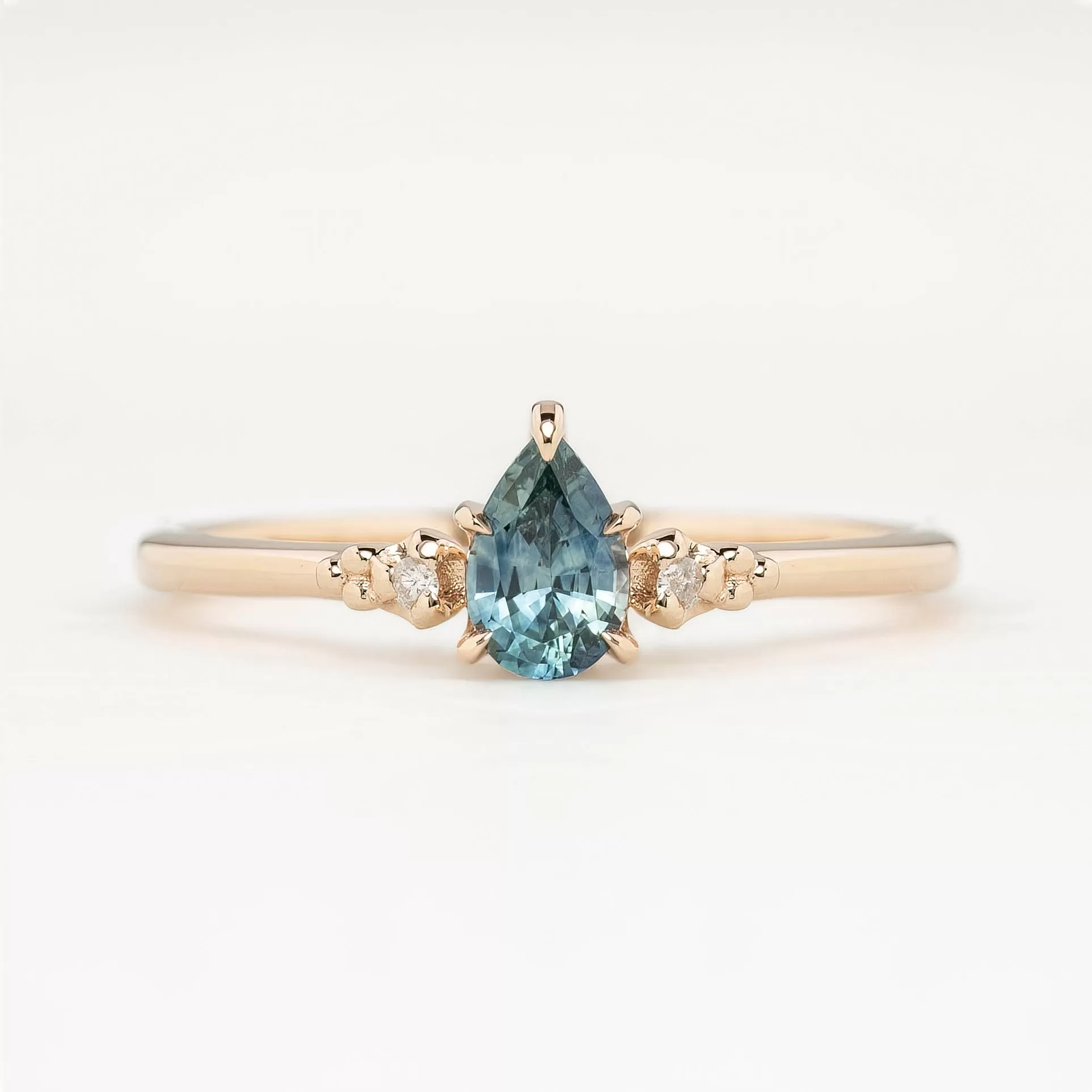 Estel Ring 0.50ct Blue Green Montana Sapphire Ring, 14k Rose Gold