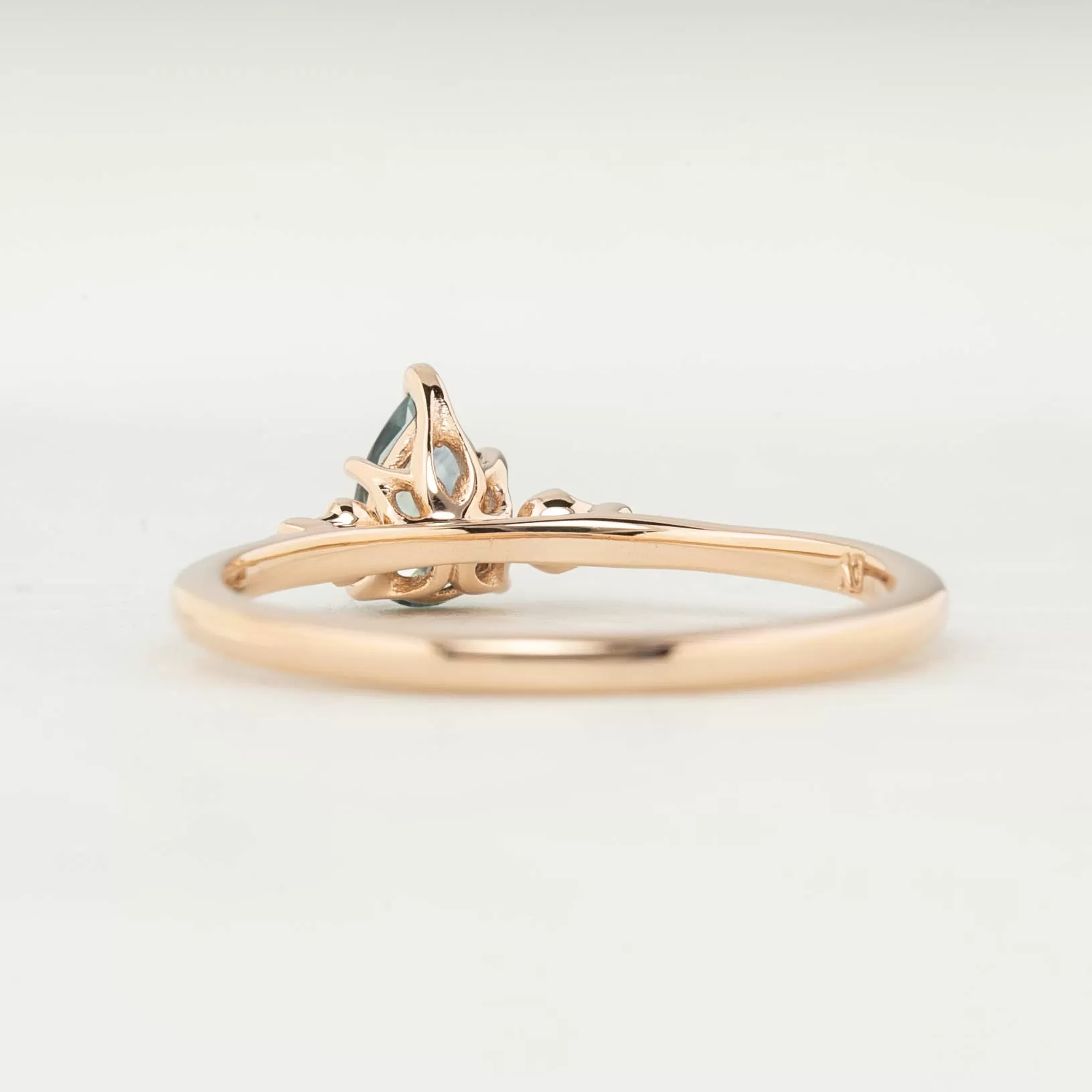 Estel Ring 0.50ct Blue Green Montana Sapphire Ring, 14k Rose Gold