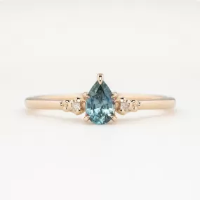 Estel Ring 0.50ct Blue Green Montana Sapphire Ring, 14k Rose Gold