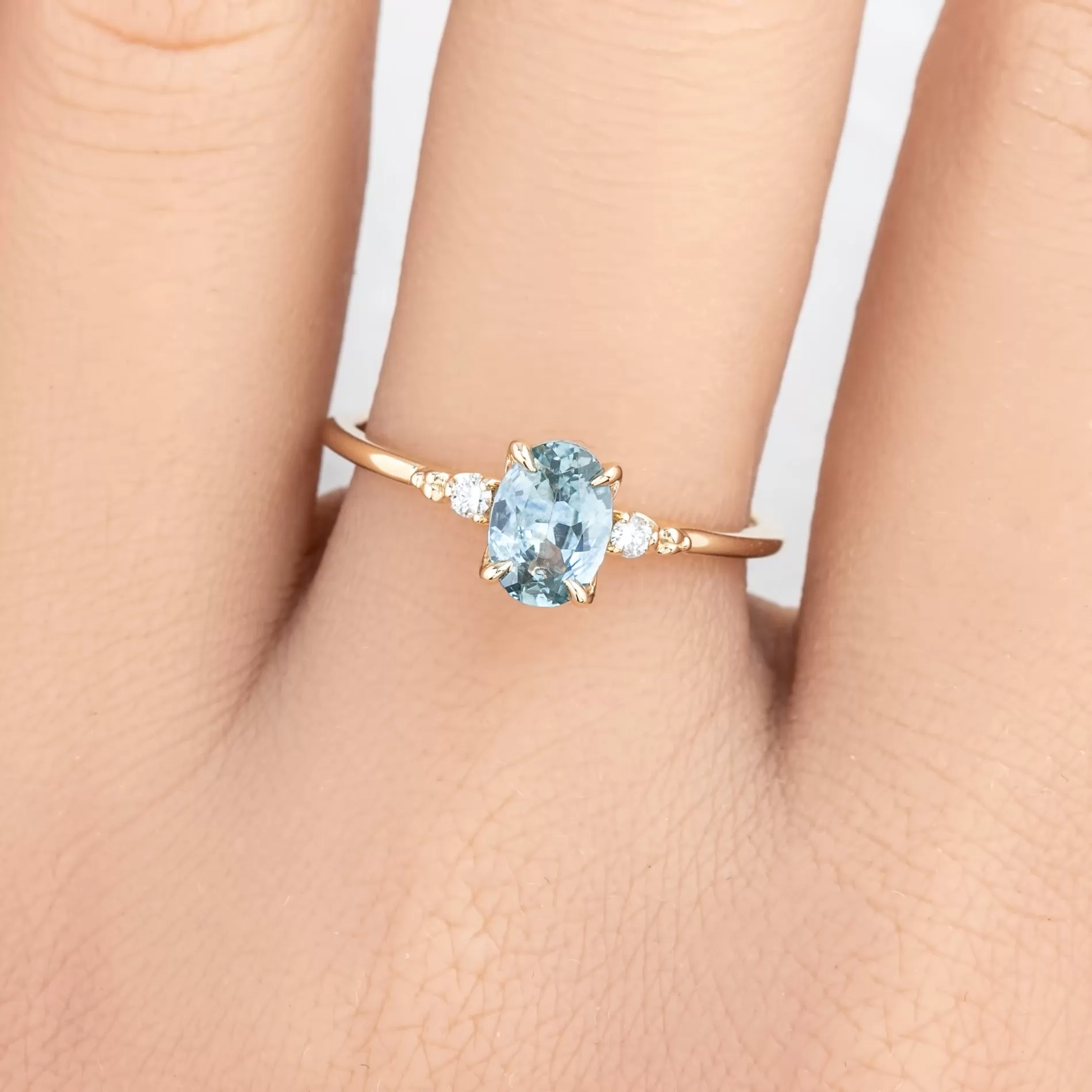 Estel Ring 0.93ct Light Blue Montana Sapphire, 14k Yellow Gold (One of a kind)