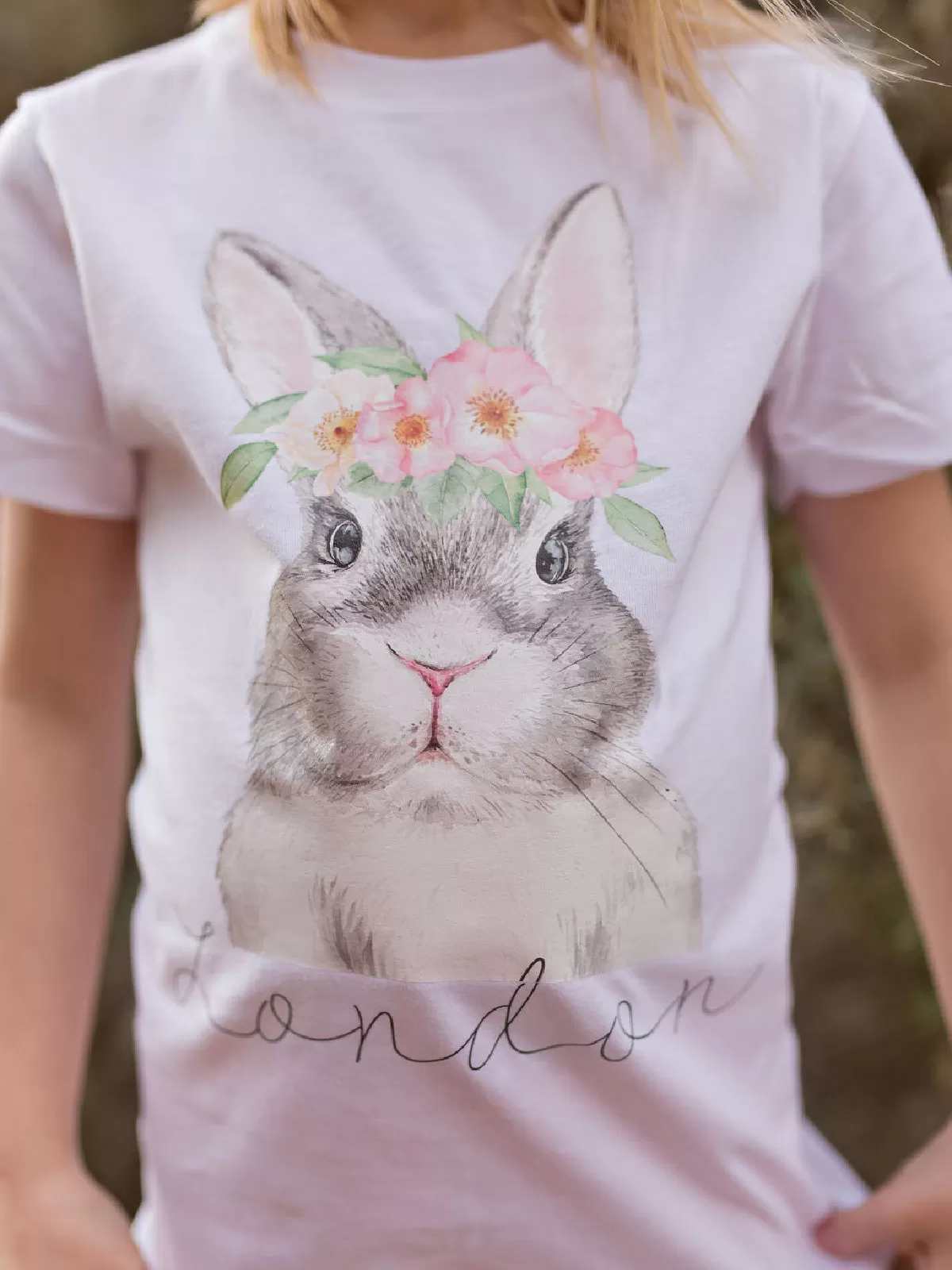 Flower Bunny Girls Easter Shirt