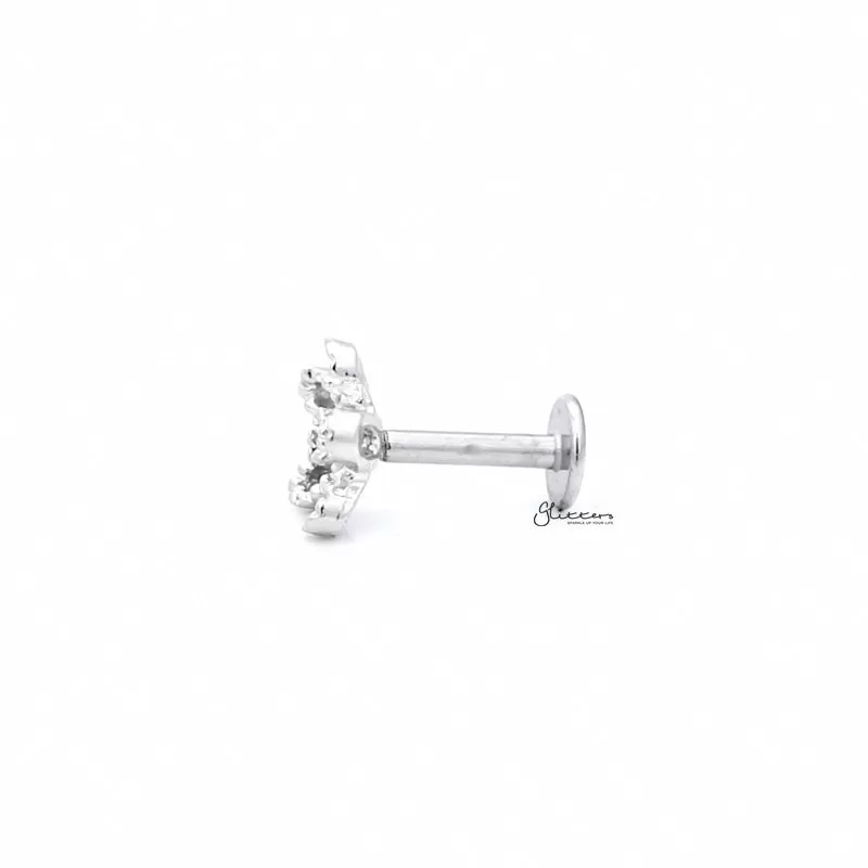 Flower with C.Z Center Cartilage Tragus Barbell - Ball End | Flat Back