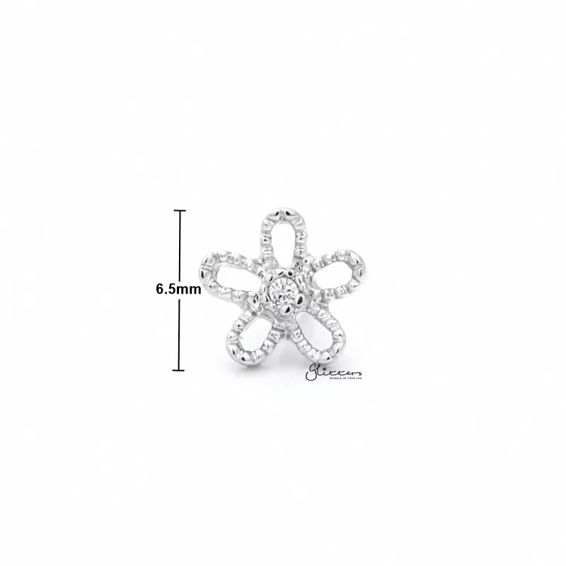 Flower with C.Z Center Cartilage Tragus Barbell - Ball End | Flat Back