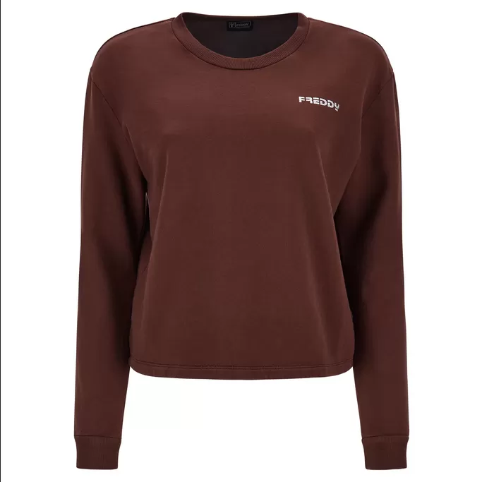 Freddy Garment dyed comfort crew neck cropped sweatshirt JOYC024X Z40X moonbeam direct dyed 