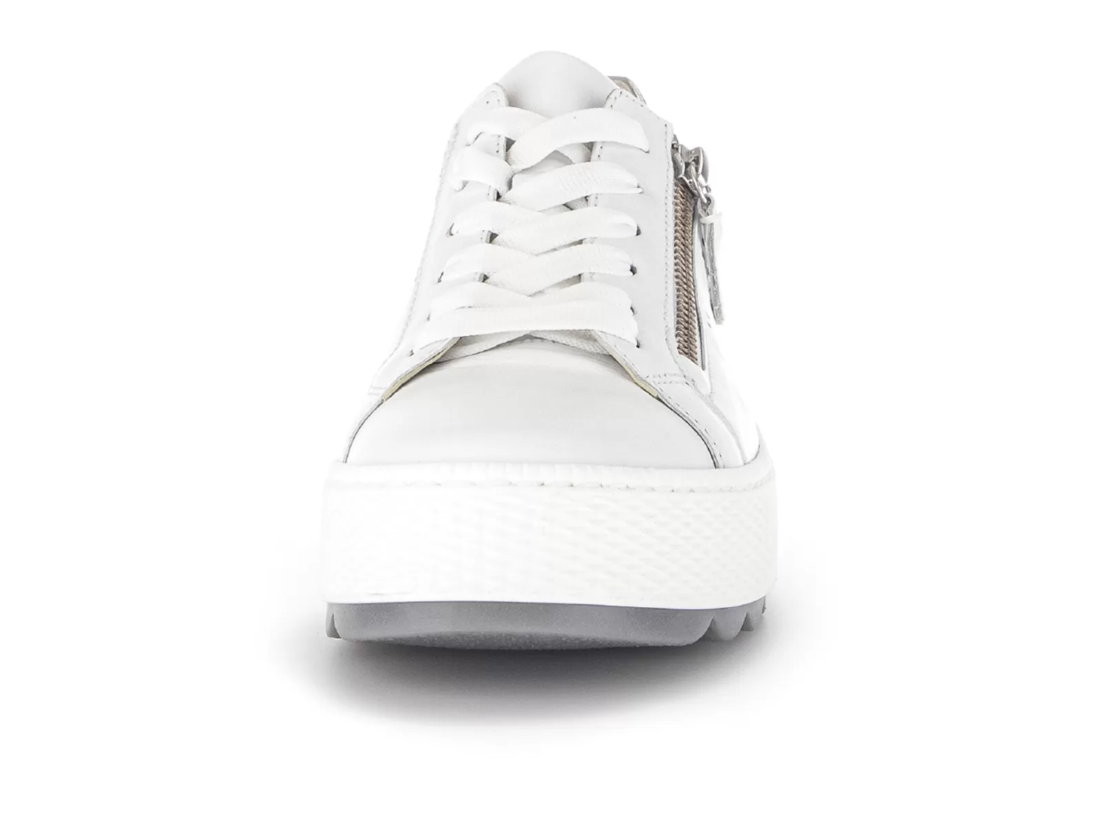 GABOR 46.058.50 WHITE PLATORM TRAINER WITH SILVER TAB