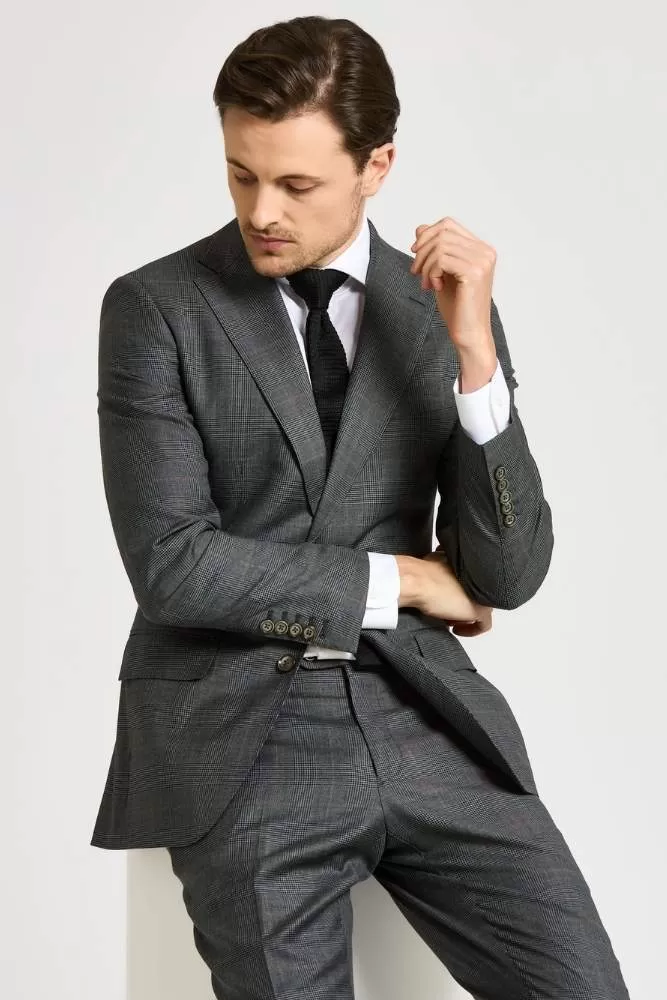 Greyson Suit - Grey POW with Brown Window Check