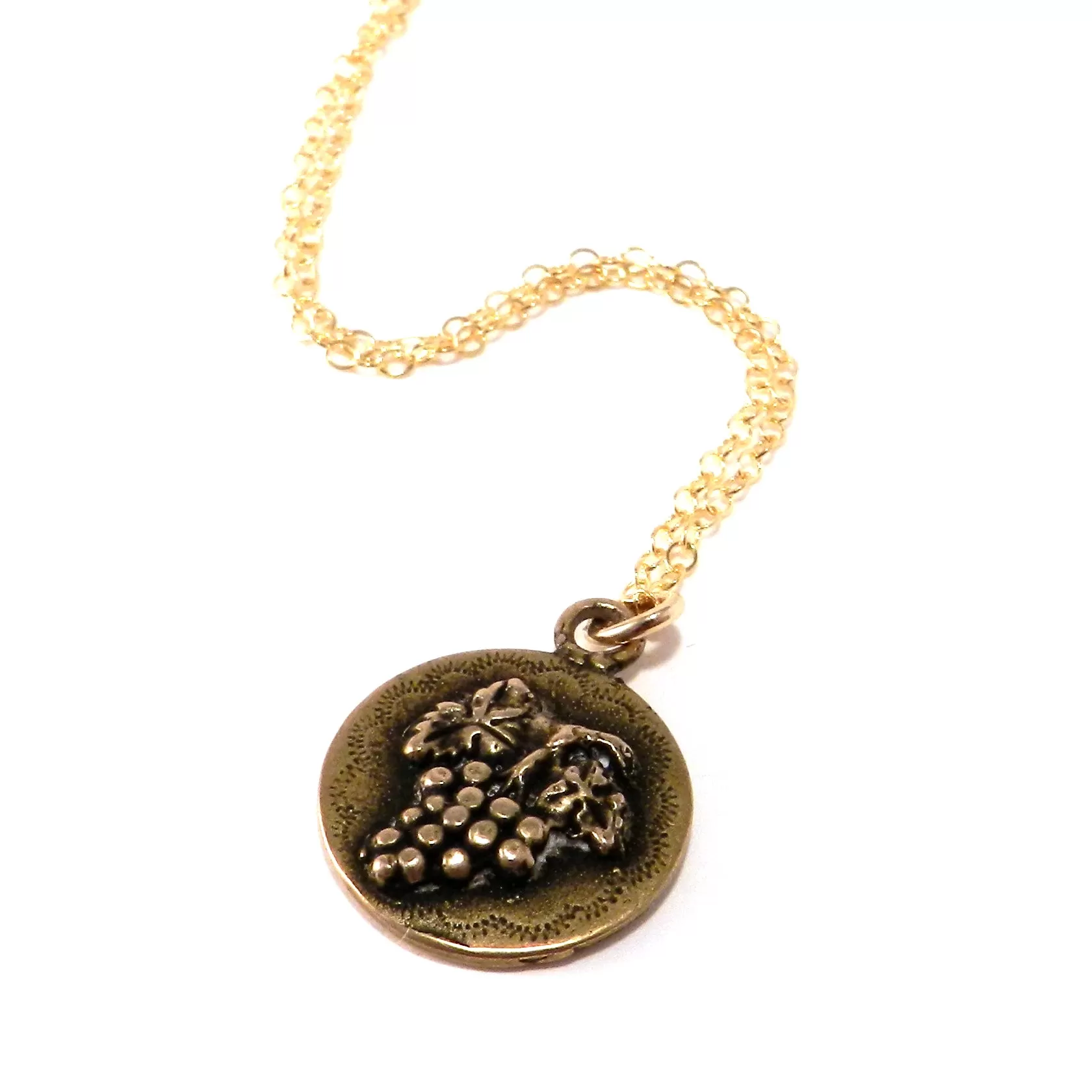 HARVEST GRAPE Antique Button Necklace - GOLD