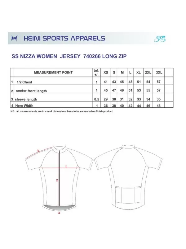 Heini NIZZA 382 Womens Short Sleeve Cycling Jersey