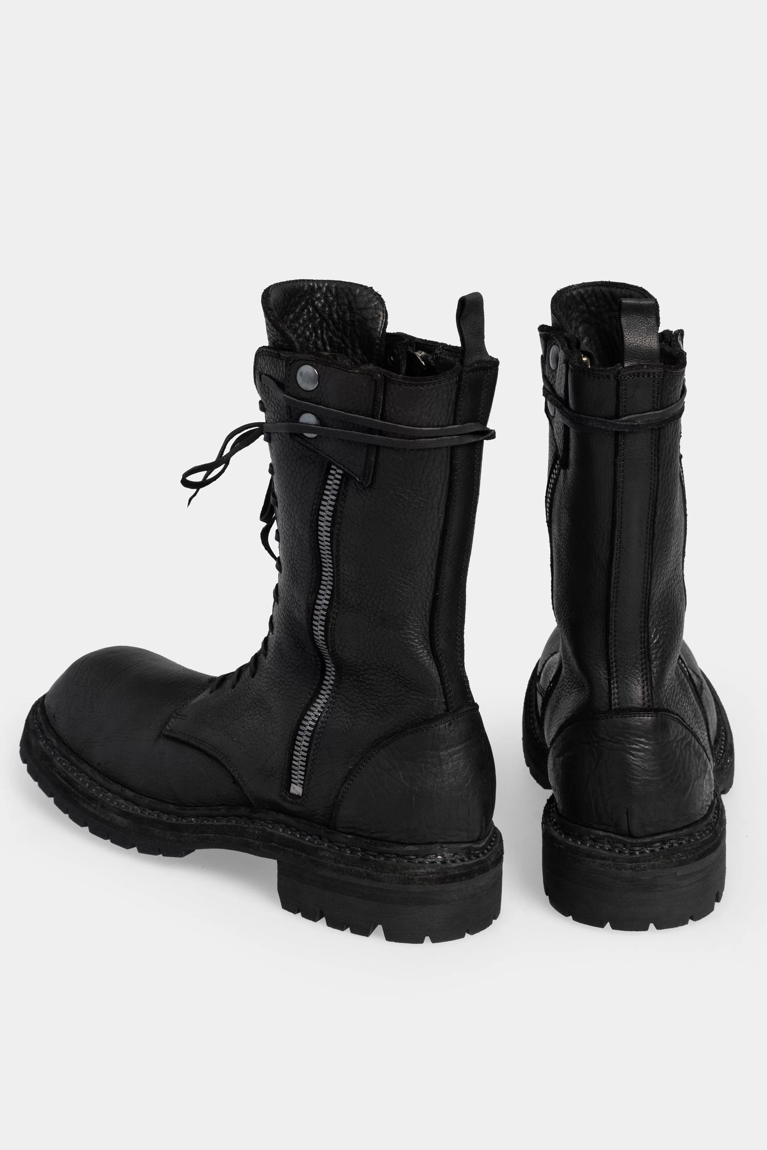 High laced combat zip boots | ER01V