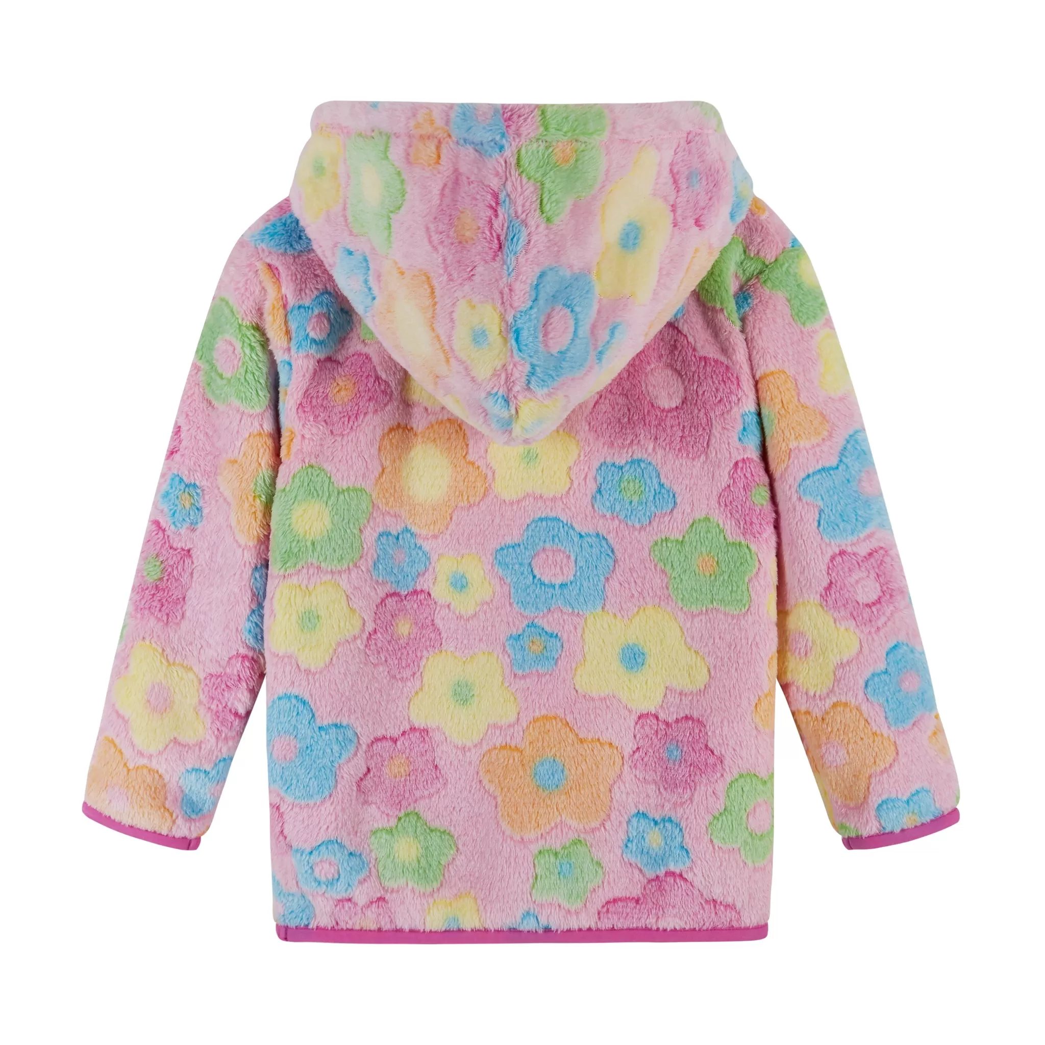 Hooded Colorful Flower Plush Pull Over | Pink