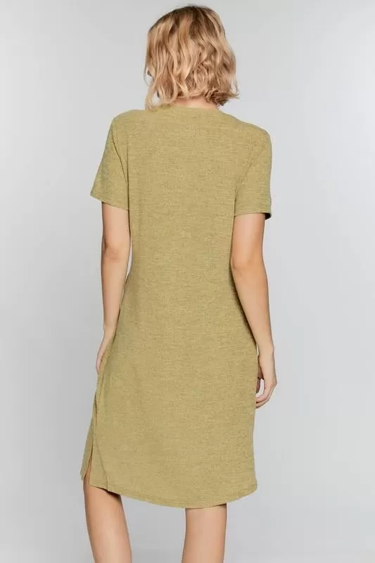 Janelle Tee Dress in Heathered Mustard