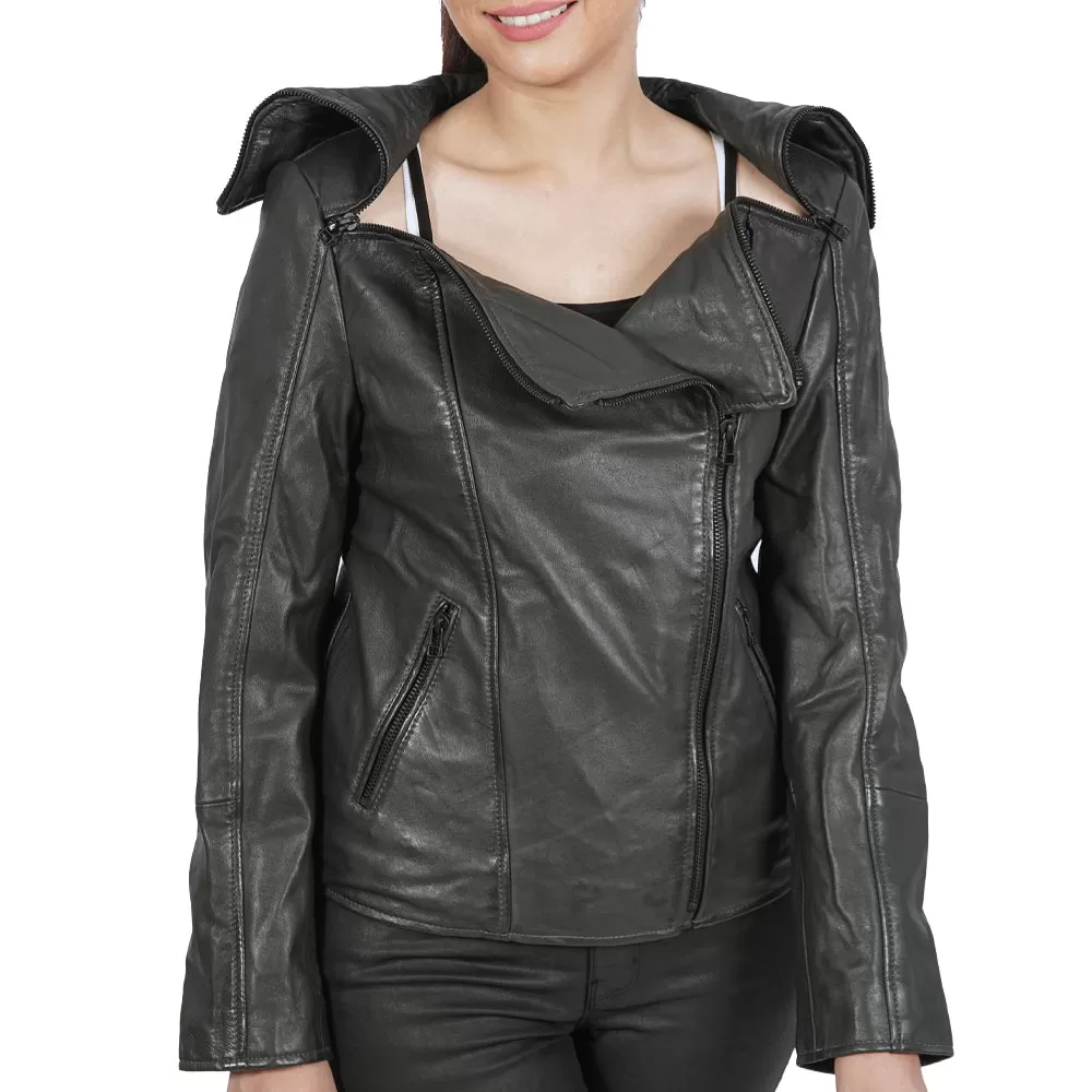 Janet Asymmetric Leather Jacket